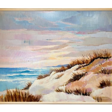 Postmodern Textured Seascape Oil on Canvas Painting Signed J.R. 