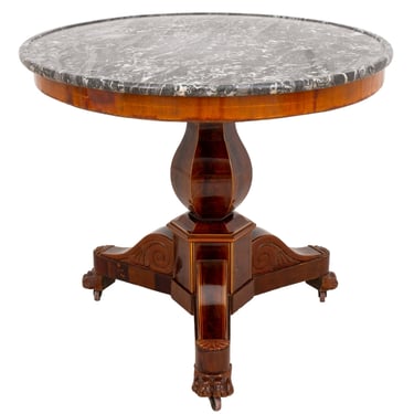 Charles X Mahogany Fossil Marble Top Gueridon