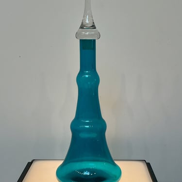 Vintage Viking Glass Tall Glass Decanter with Stopper, Mid-Century Modern Glassware 