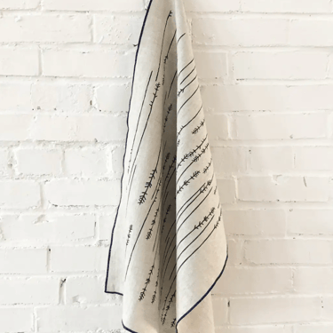 Erin Flett | Worn Black Twigs Linen Tea Towel