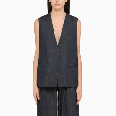 Amiri Blue Cotton Waistcoat Women