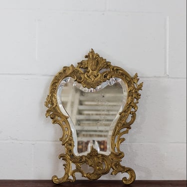 19th century French Louis XV gilt bronze rococo mirror