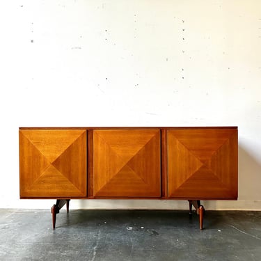 Mid Century Scuplted diamond front credenza 