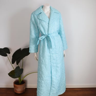 1960s Quilted Blue Robe - S/M 