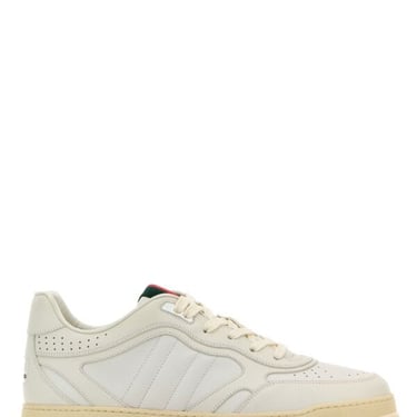 Gucci Men White Leather Re-Web Sneakers