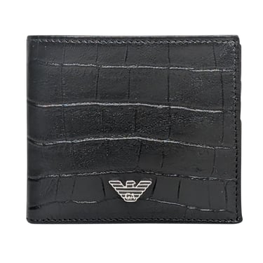 Emporio Armani - Black Croc Embossed Leather Wallet