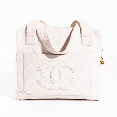 CHANEL 1994-1996 White Quilted Lambskin Mini Tote