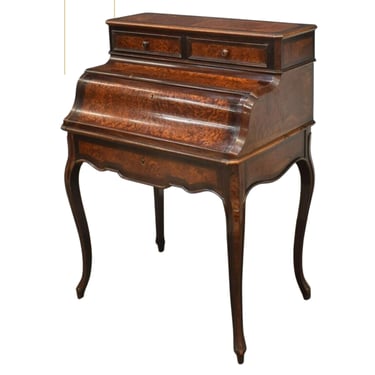 Antique Desk, Writing, French Napoleon III Period, Burlwood, Leather Lining, 1800s!