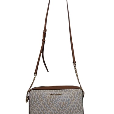 Michael Kors - Vanilla & Brown Monogram Jet Set Crossbody Bag