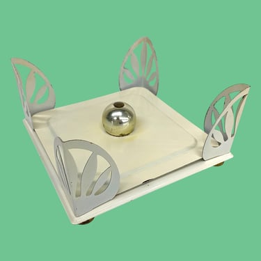 Vintage Napkin Holder Retro 1960s Mid Century Modern + Nashco + Cream  and Gold + Square Metal Frame w/Top + Kitchen Decor + Napkin Storage 