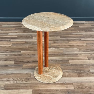 Post Modern Floating Column Style Side Table with Marble Top, c.1980’s 