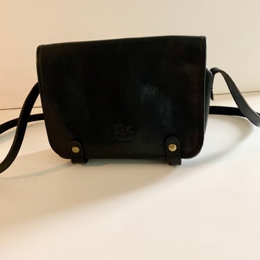 Il Bisonte Wanny Di Filipino black flap shoulder/crossbody bag vintage 1980s made in Italy 