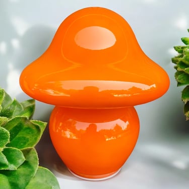Cute Orange Glass Mushroom Lamp