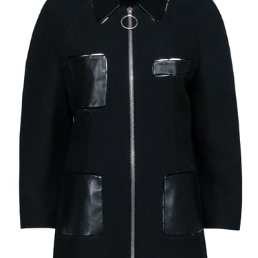 Alexander Wang - Black Leather Trim Zipper Front Jacket Sz 8