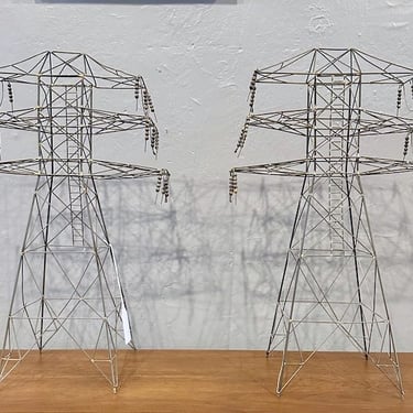 Pair of Vintage Electrical Tower Sculptures