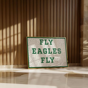 Philadelphia Eagles Fight Song Print Poster, DIGITAL DOWNLOAD, Kelly Green + White, Lyrics, Fly Eagles Fly, Superbowl, Printable + Frameable 