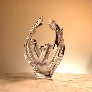 Pair of sculptural glass bowls by Cofrac Art Verrier 
