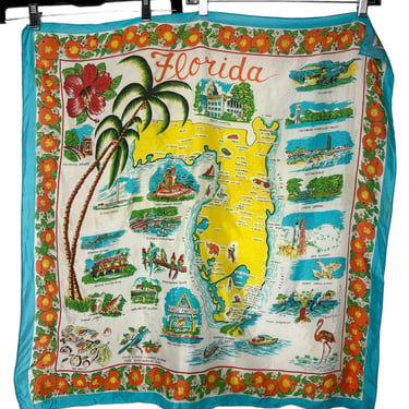 1950s Florida Souvenir Silk Scarf 