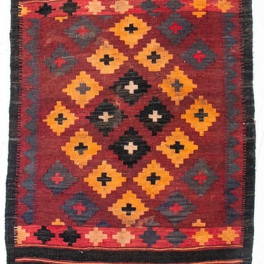 Semi-Antique Kilim Wool Rug, 3' x 2'