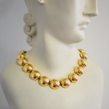 1960s Monet Gold Half-Sphere Link Necklace 