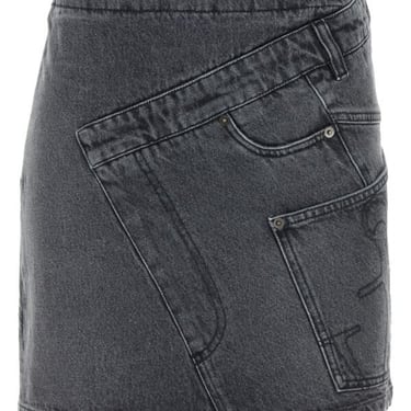 Jw Anderson Women Grey Denim Mini Skirt