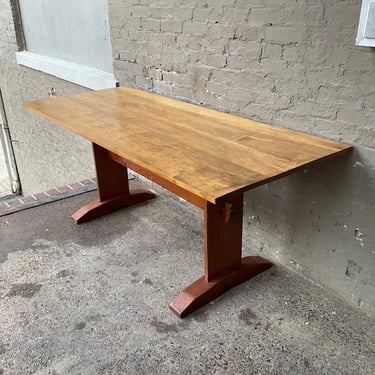 Vintage Maple & Pine Trestle Table