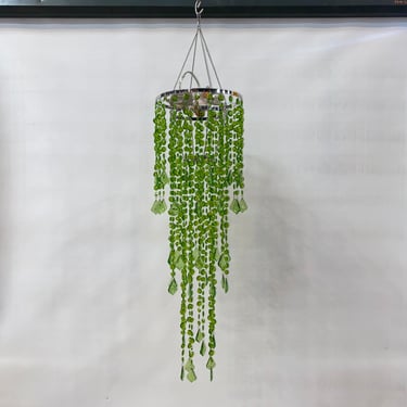 Green Acrylic Beaded Chandelier with Plug-In Cord