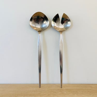 Mid Century Modern Stainless Steel Salad Tongs Prince Serving Set by Ekco 