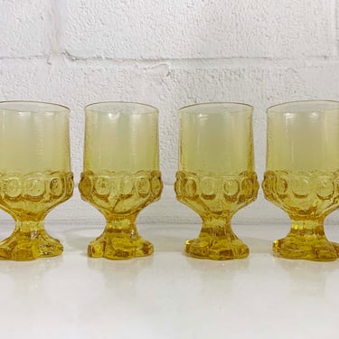 Vintage Franciscan Madeira Yellow Cornsilk Golden Water Goblet Mid Century Set of 4 Glassware 1960s Barware Cocktail 