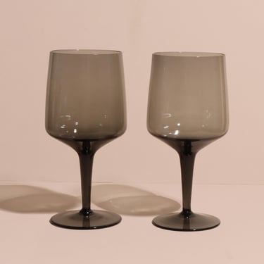 Vintage Brown Grey Cocktail Glasses, Set of Two Retro Glasses 