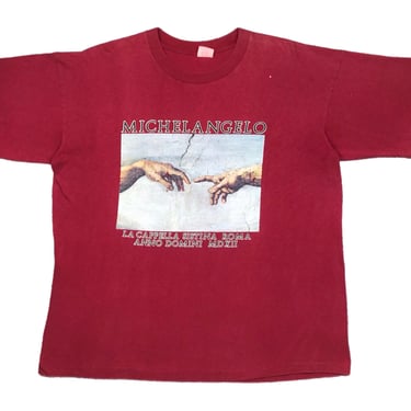 Vintage 80s/90s Michelangelo The Sistine Chapel “The Creation of Adam” Art Graphic T-Shirt Size Large/XL 