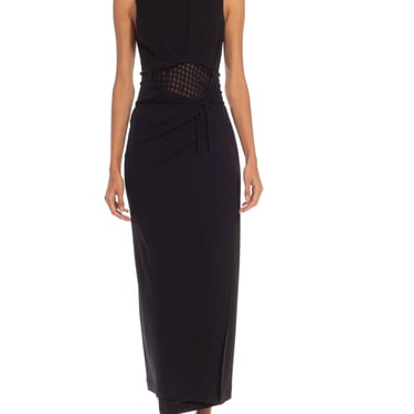 1990S DONNA KARAN Black Rayon& Elastane Gown 