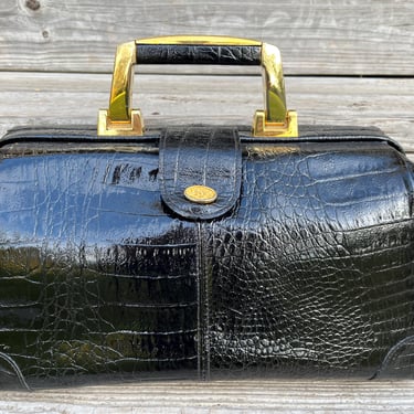 vintage Amelia Berko alligator speedy purse leather doctor bag style handbag 