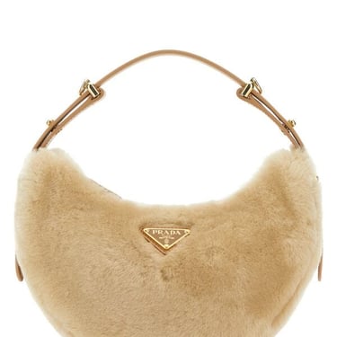 Prada Women Beige Shearling Arquã¨ Handbag