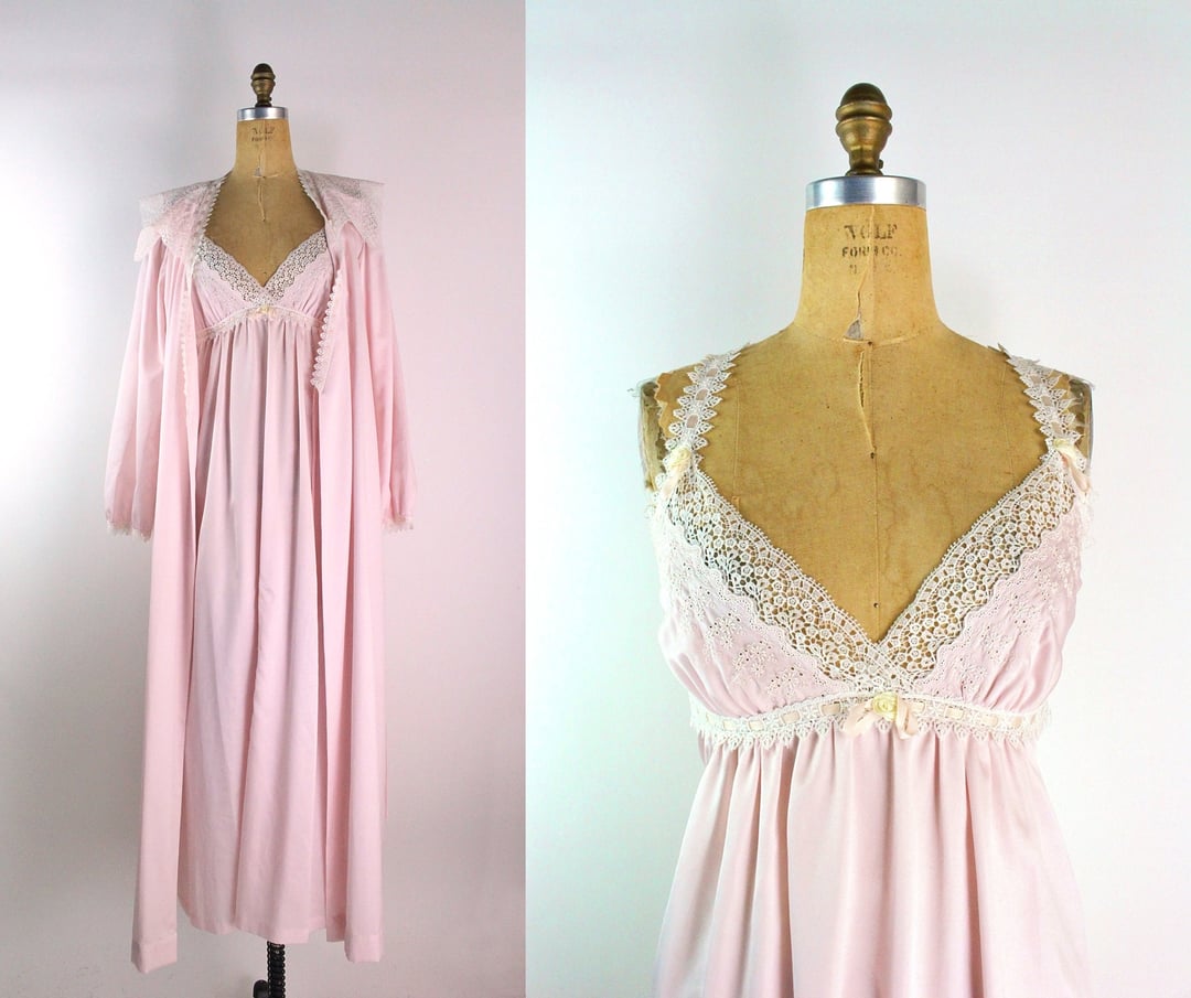 1980s Christian Dior Satin Lace Three Piece Lingerie Set