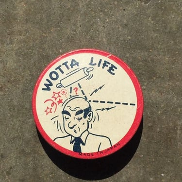Vintage 1950's "Wotta Life" Novelty Button Pin, Vintage Pins, Vintage Novelty Pins, Vintage Accessories, Made in Japan, Vintage 1950's 
