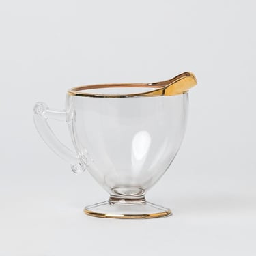 Gold Rimmed Glass Creamer 