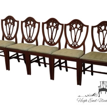 Set of 5 Vintage Solid Mahogany Duncan Phyfe Style Shield Back Dining Side Chairs 