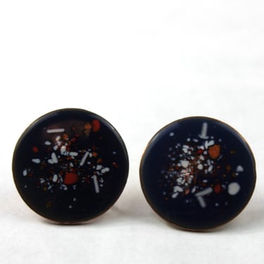 Modernist Enamel on Copper Abstract Screw Back Earrings MCM 
