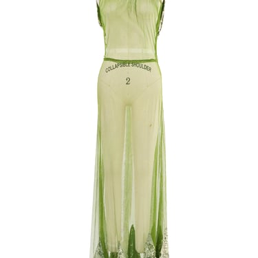 1930s Embellished Green Tulle Gown