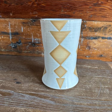 Vase - Cool White and Orange Geometrics 