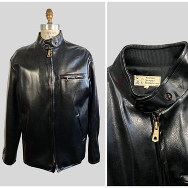 Vintage 60s Mod Vinyl Jacket | 1960s Black Western Scooter Distributors Jacket | Biker Chic Mod | Men's Size XL 