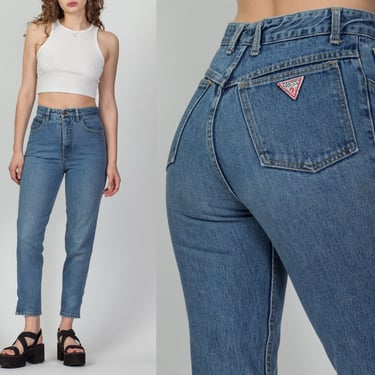 90s High Waist Guess Ankle Zip Jeans - Small, 27.5