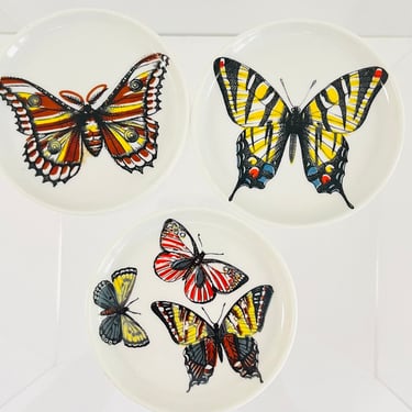 Vintage 1960s MID Century Modern Butterfly Coasters Plates Piero Fornasetti Milano Italy 