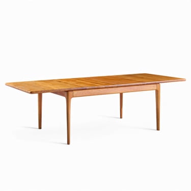 Glostrup Møbelfabrik Mid Century Danish Teak Hidden Leaf Dining Table with 2 Leaves 
