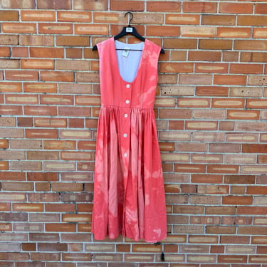 vintage 50s orange pink faded dirndl swyle dress/ 27 waist s small 