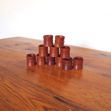 Vintage Wood Napkin Rings Set of 11 