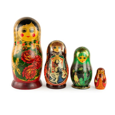 Group of Russian and USSR Stacking Dolls including Disney 