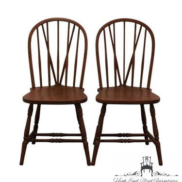 Set of 2 HEYWOOD WAKEFIELD Solid Oak Early American Fiddleback Dining Side Chairs 