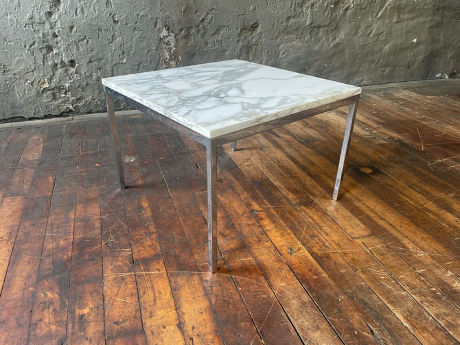 Vintage Mid Century Modern Marble Top Chrome End Table by Knoll COFFEE MCM